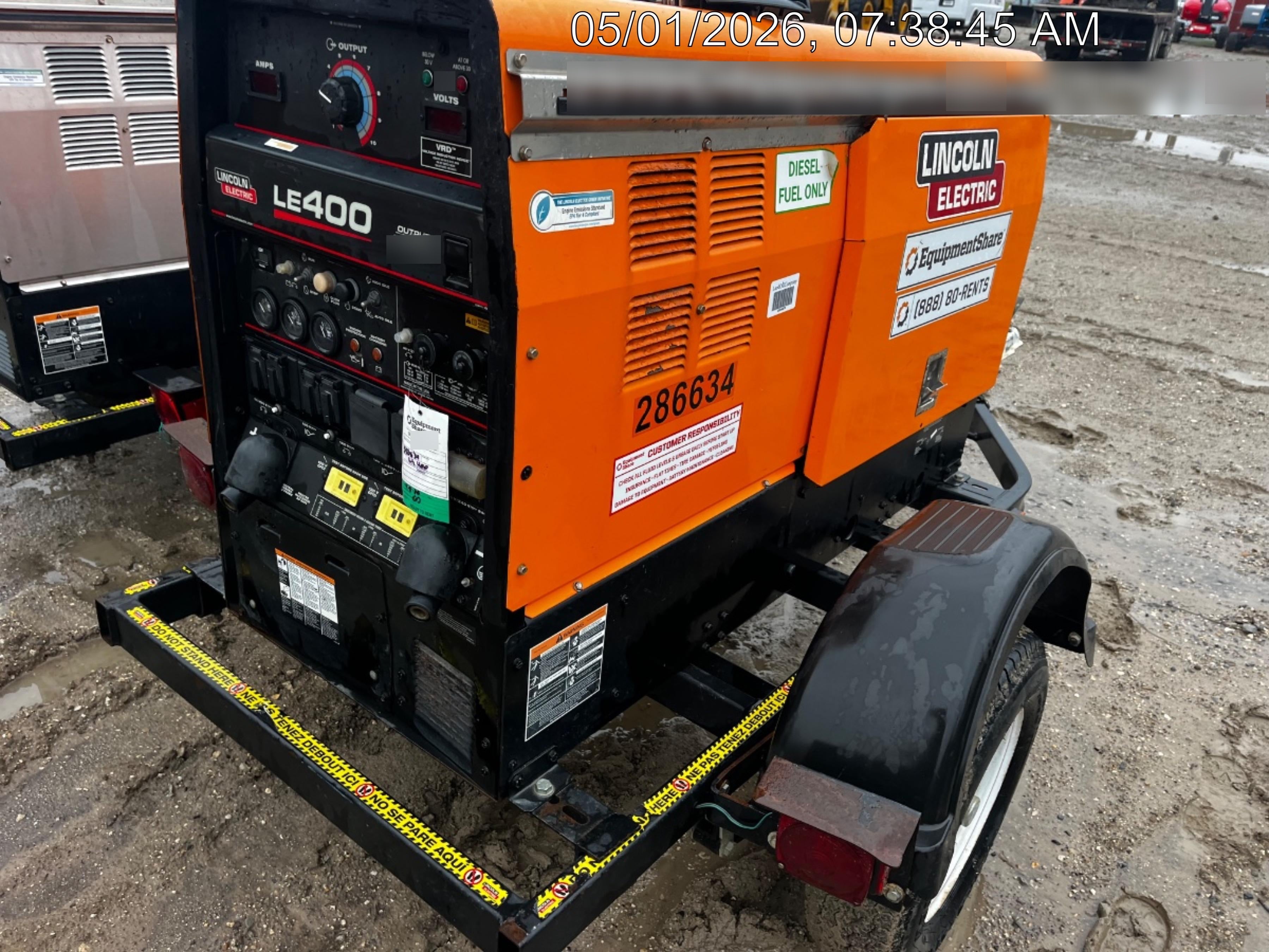 2022 Lincoln Electric LE400 Kubota V1505, Trlr, Cable Rack, Light Kit, ES Decals, T3