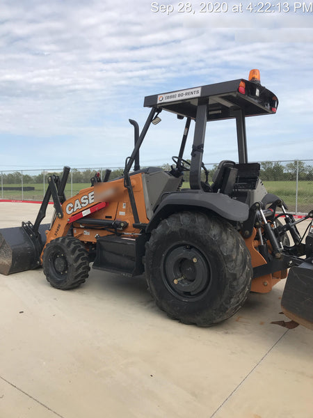 2019 Case 570N EP Canopy, 4WD, GP Front Bucket, Dual Tilt Cylinder, 84" Box Blade w/ Scarifier, Wheel Weights, Beacon