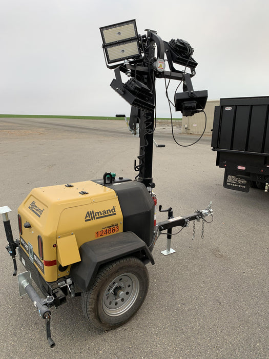 2020 Allmand NLV3GR (4) LED Light Fixture 350W, 23' Vertical Mast, 3kW Prime, Towable, Deep Sea L401, Leveling Jacks, Yanmar T4F 5.8hp