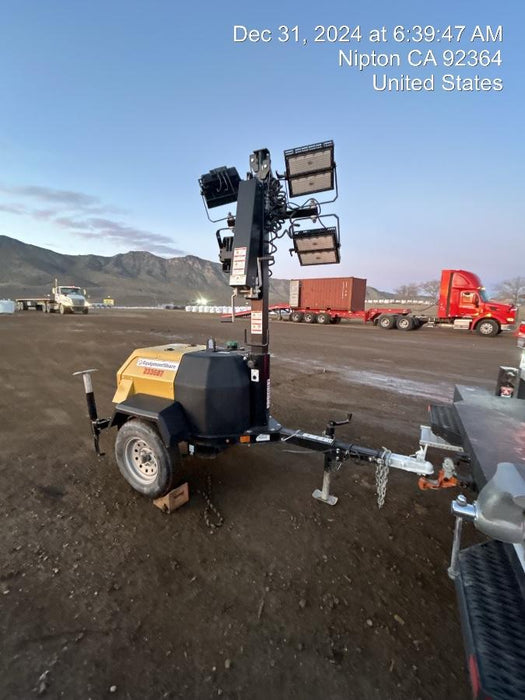 2022 Allmand NLV3GR (4) LED Light Fixture 350W, 23' Vertical Mast, 3kW Prime, Towable, Deep Sea L401, Leveling Jacks, Yanmar T4F 5.8hp