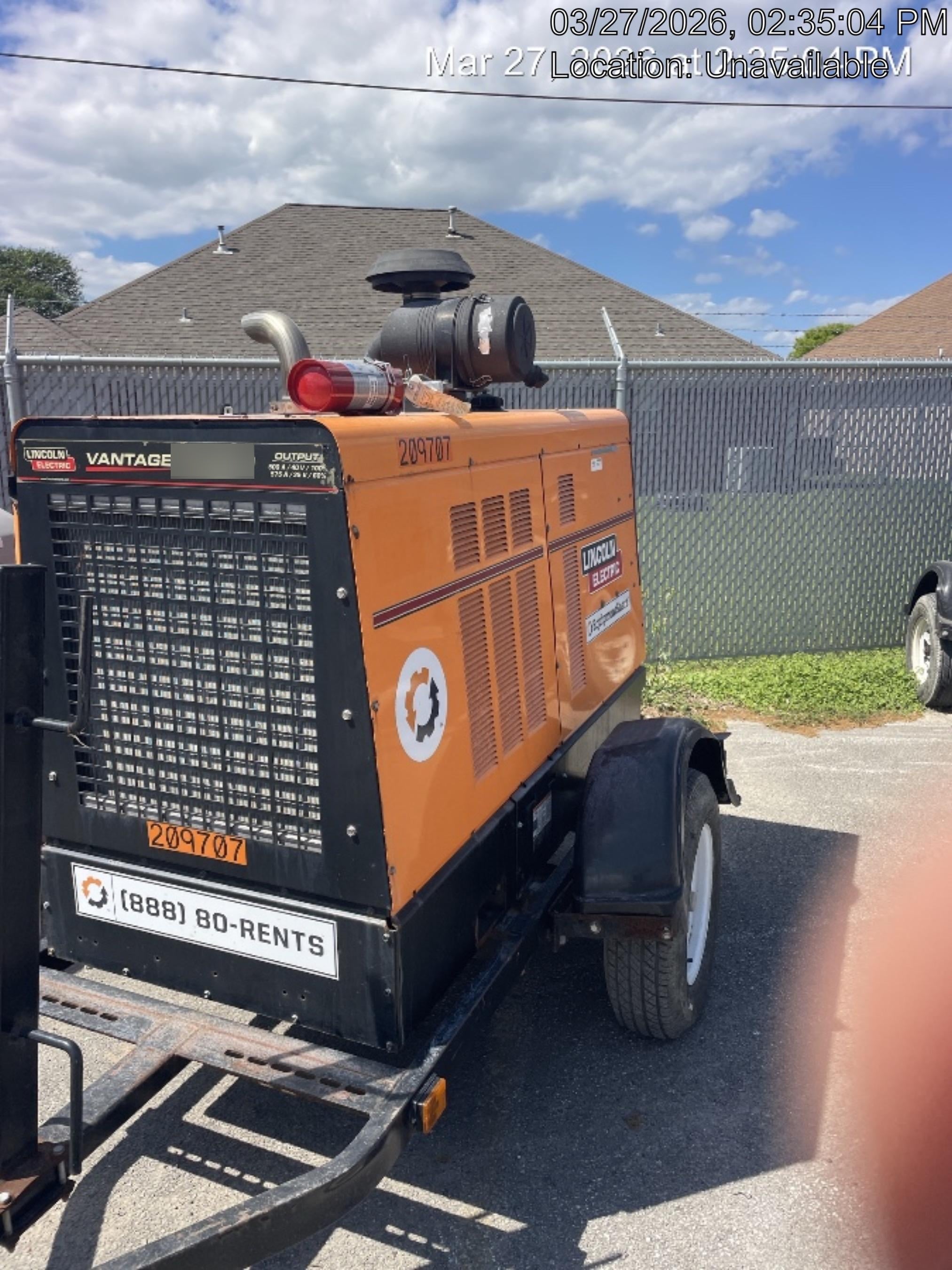 2021 Lincoln Electric Vantage 549X Ready Pak 3, ORANGE (includes trailer, cable rack, fender light kit)