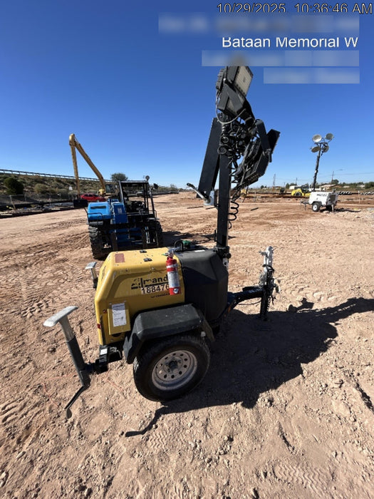 Allmand NLV3GR (4) LED Light Fixture 350W, 23' Vertical Mast, 3kW Prime, Towable, Deep Sea L401, Leveling Jacks, Yanmar T4F 5.8hp