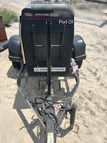 2019 Lincoln Electric Vantage 322 Welder Ready-Pak 3, Two wheel trailer, Fender and Light kit, Cable Rack