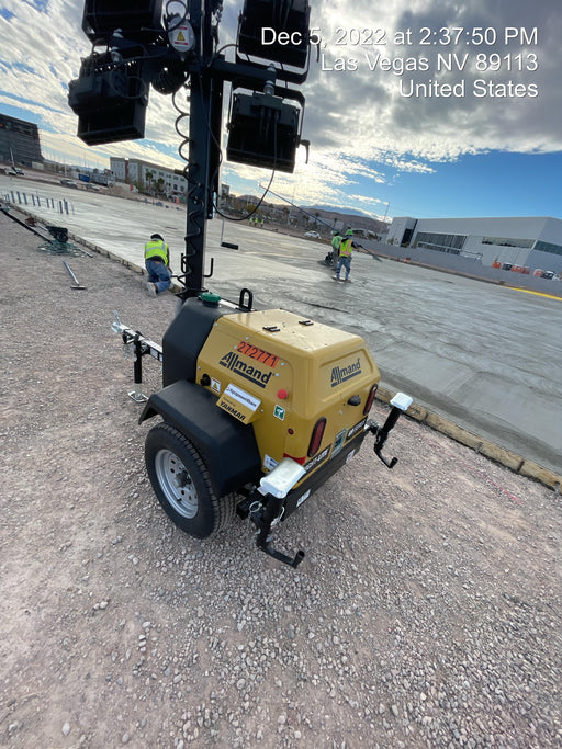 2022 Allmand NLV3GR (4) LED Light Fixture 350W, 23' Vertical Mast, 3kW Prime, Towable, ES Decals, T3