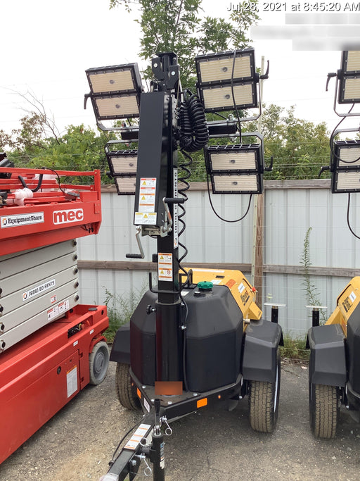 2021 Allmand NLV3GR (4) LED Light Fixture 350W, 23' Vertical Mast, 3kW Prime, Towable, Deep Sea L401, Leveling Jacks, Yanmar T4F 5.8hp