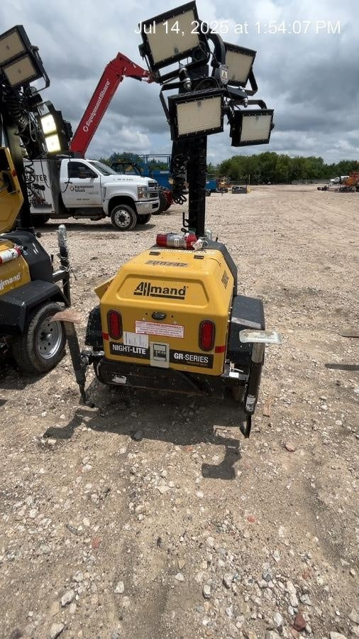 2022 Allmand NLV3GR (4) LED Light Fixture 350W, 23' Vertical Mast, 3kW Prime, Towable, Deep Sea L401, Leveling Jacks, Yanmar T4F 5.8hp