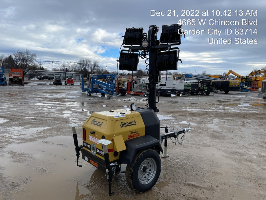 2022 Allmand NLV3GR (4) LED Light Fixture 350W, 23' Vertical Mast, 3kW Prime, Towable, ES Decals, T3