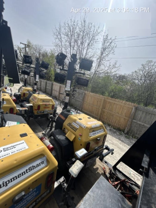 2022 Allmand NLV3GR (4) LED Light Fixture 350W, 23' Vertical Mast, 3kW Prime, Towable, Deep Sea L401, Leveling Jacks, Yanmar T4F 5.8hp