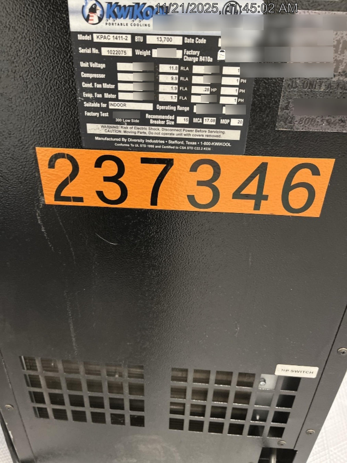 2022 KWIKOOL KPAC1411-2
