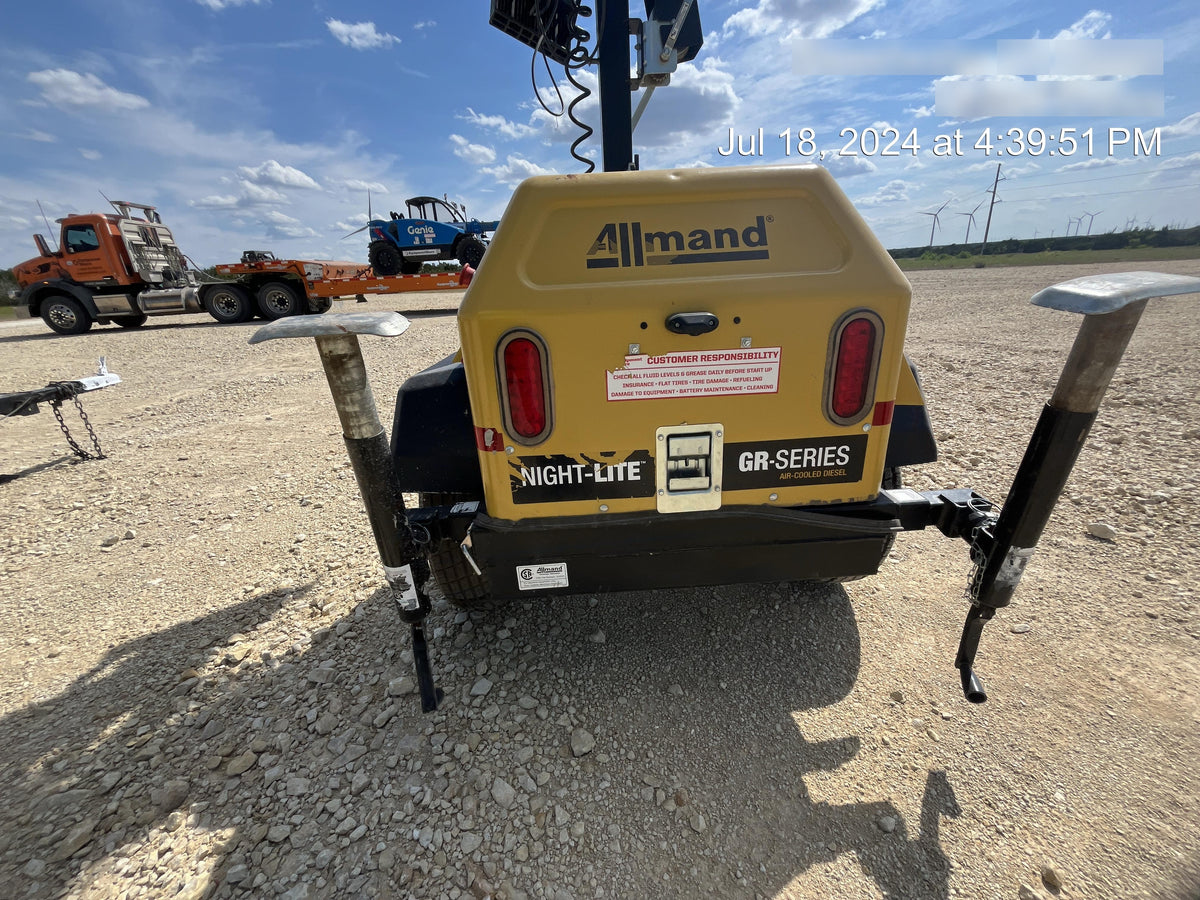 2022 Allmand NLV3GR (4) LED Light Fixture 350W, 23' Vertical Mast, 3kW Prime, Towable, Deep Sea L401, Leveling Jacks, Yanmar T4F 5.8hp