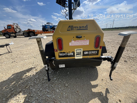 2022 Allmand NLV3GR (4) LED Light Fixture 350W, 23' Vertical Mast, 3kW Prime, Towable, Deep Sea L401, Leveling Jacks, Yanmar T4F 5.8hp