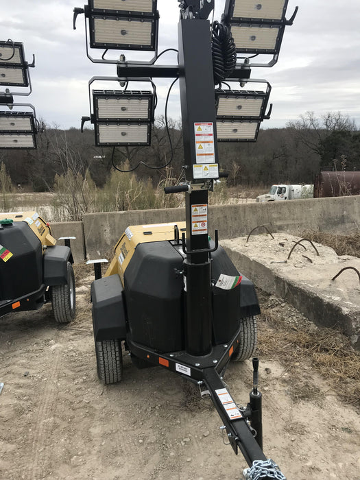 2022 Allmand NLV3GR (4) LED Light Fixture 350W, 23' Vertical Mast, 3kW Prime, Towable, Deep Sea L401, Leveling Jacks, Yanmar T4F 5.8hp