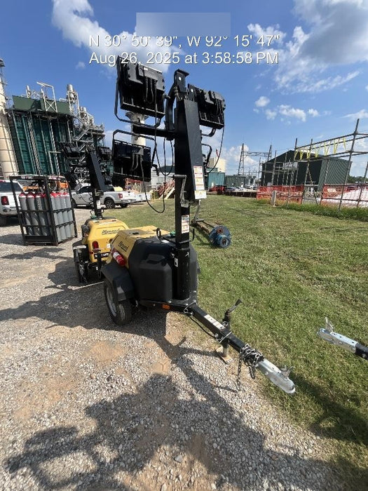 2022 Allmand NLV3GR (4) LED Light Fixture 350W, 23' Vertical Mast, 3kW Prime, Towable, Deep Sea L401, Leveling Jacks, Yanmar T4F 5.8hp