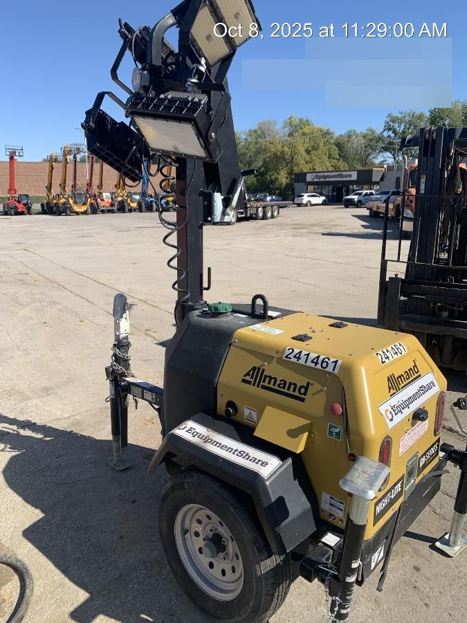 2022 Allmand NLV3GR (4) LED Light Fixture 350W, 23' Vertical Mast, 3kW Prime, Towable, Deep Sea L401, Leveling Jacks, Yanmar T4F 5.8hp