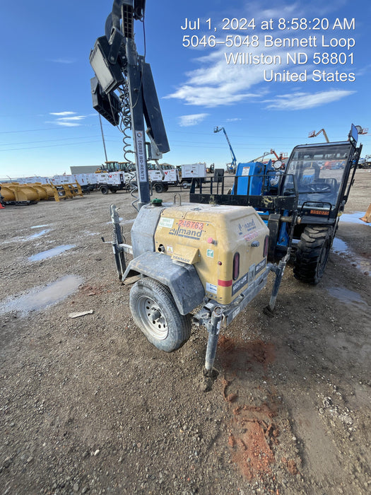 2022 Allmand NLV3GR (4) LED Light Fixture 350W, 23' Vertical Mast, 3kW Prime, Towable, ES Decals, T3