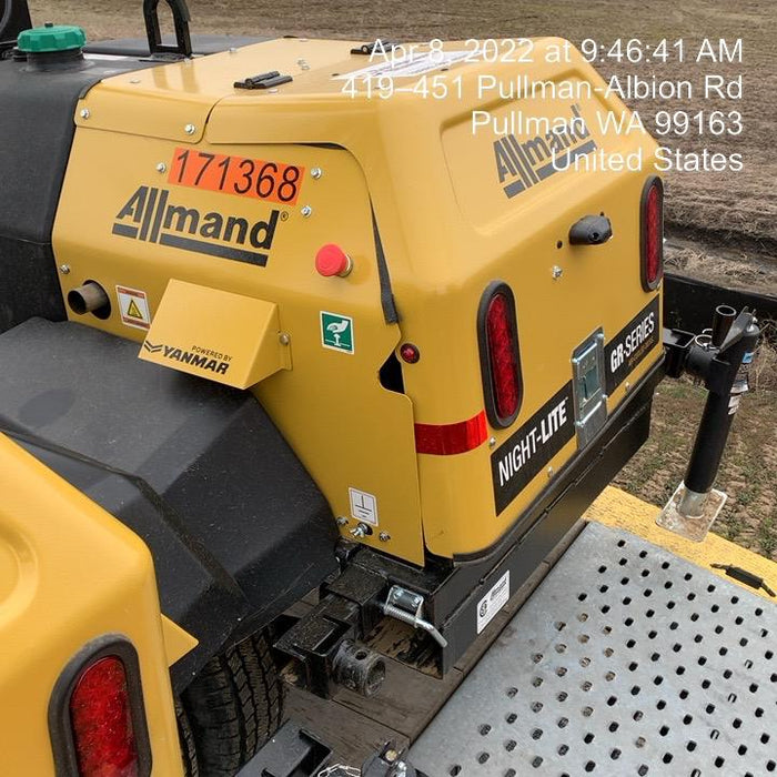 2021 Allmand NLV3GR (4) LED Light Fixture 350W, 23' Vertical Mast, 3kW Prime, Towable, Deep Sea L401, Leveling Jacks, Yanmar T4F 5.8hp