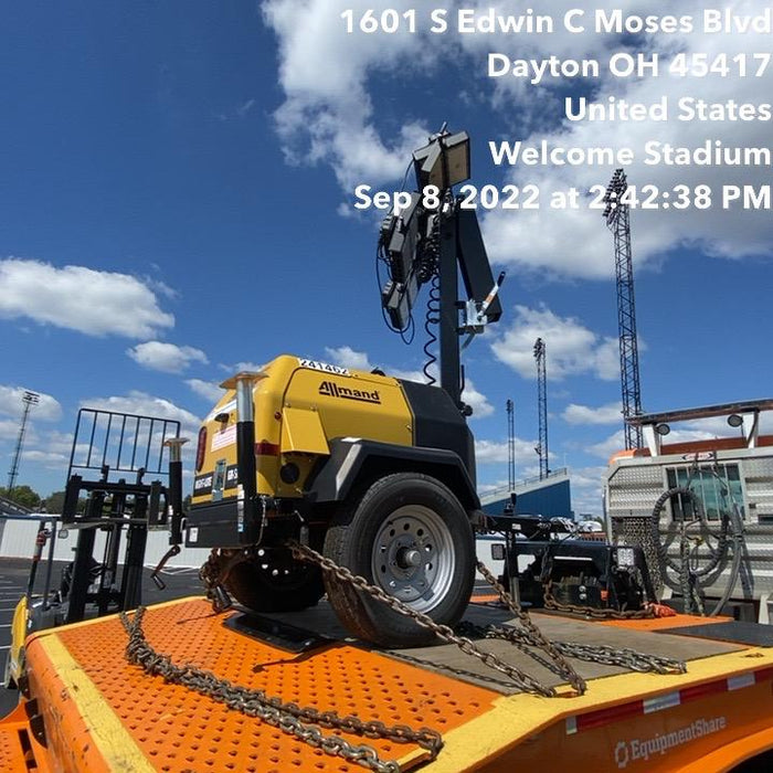 2022 Allmand NLV3GR (4) LED Light Fixture 350W, 23' Vertical Mast, 3kW Prime, Towable, Deep Sea L401, Leveling Jacks, Yanmar T4F 5.8hp