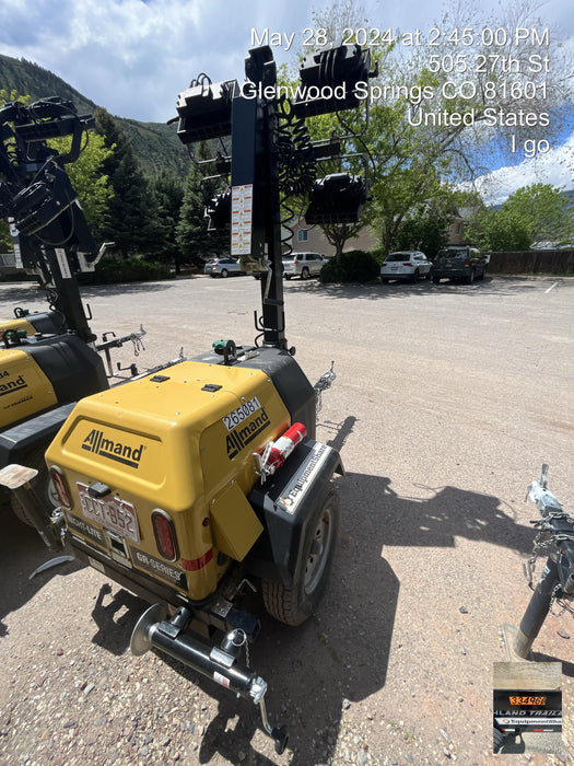 2022 Allmand NLV3GR (4) LED Light Fixture 350W, 23' Vertical Mast, 3kW Prime, Towable, ES Decals, T3