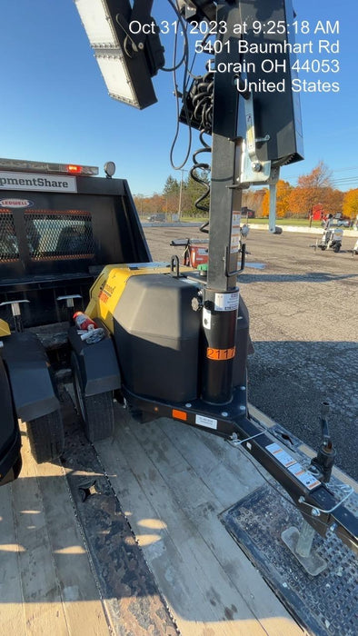 2022 Allmand NLV3GR (4) LED Light Fixture 350W, 23' Vertical Mast, 3kW Prime, Towable, Deep Sea L401, Leveling Jacks, Yanmar T4F 5.8hp