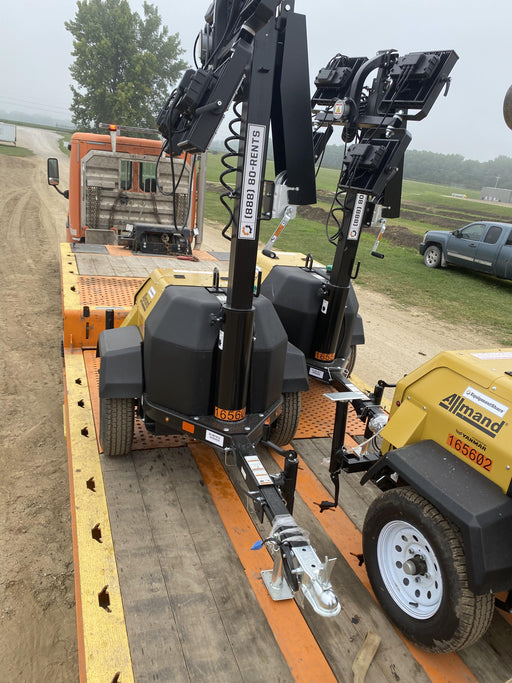 2021 Allmand NLV3GR (4) LED Light Fixture 350W, 23' Vertical Mast, 3kW Prime, Towable, Deep Sea L401, Leveling Jacks, Yanmar T4F 5.8hp