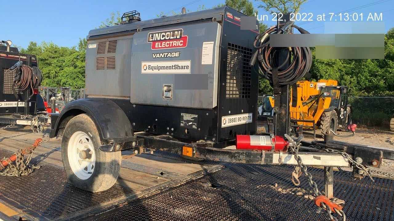 2019 Lincoln Electric Vantage 322 Ready-Pak 3, Two Wheel Trailer, Fender and Light Kit, Cable Rack