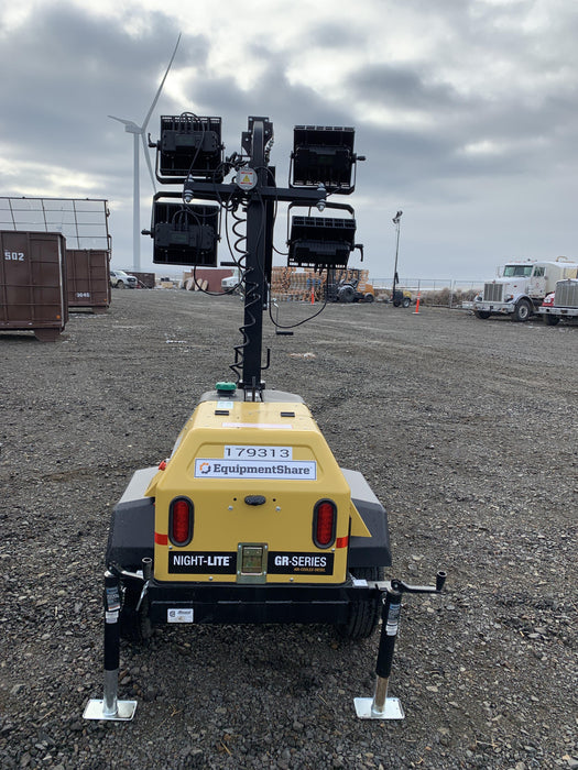 Allmand NLV3GR (4) LED Light Fixture 350W, 23' Vertical Mast, 3kW Prime, Towable, Deep Sea L401, Leveling Jacks, Yanmar T4F 5.8hp