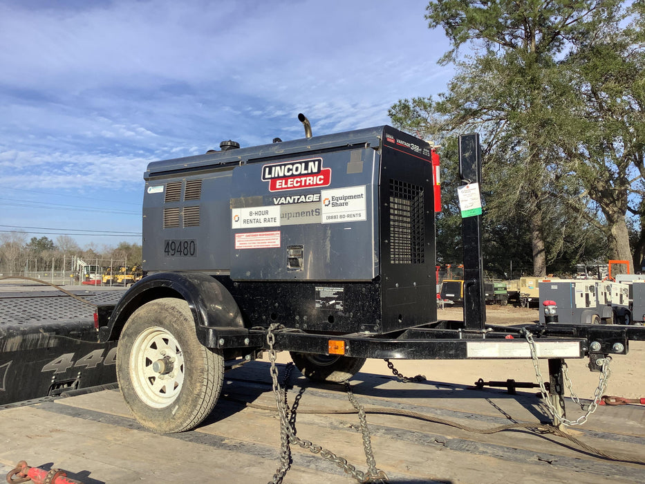 2019 Lincoln Electric Vantage 322 Ready-Pak 3, Two Wheel Trailer, Fender and Light Kit, Cable Rack
