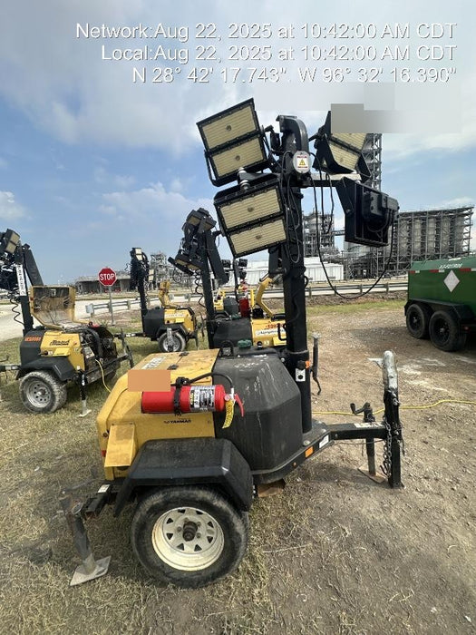 Allmand NLV3GR (4) LED Light Fixture 350W, 23' Vertical Mast, 3kW Prime, Towable, Deep Sea L401, Leveling Jacks, Yanmar T4F 5.8hp