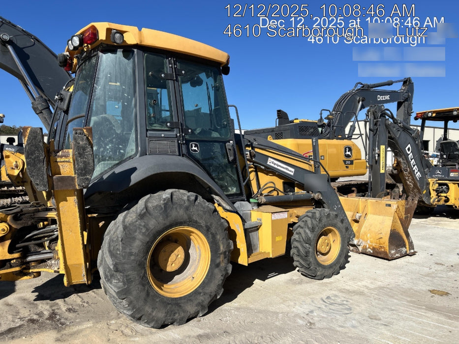 2020 John Deere 410L - Extendable Stick Cab/Heat/Air, 4WD, Extendable Stick, Pilot Controls, 2 Way Hydraulics, TAG Manual QC