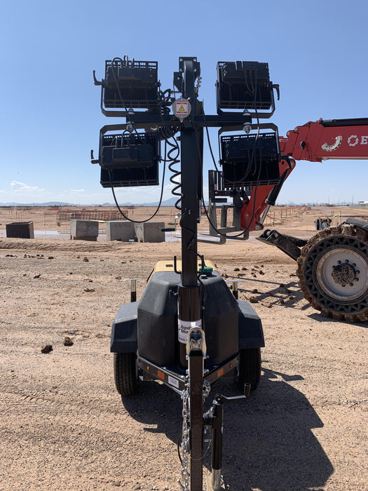 2021 Allmand NLV3GR (4) LED Light Fixture 350W, 23' Vertical Mast, 3kW Prime, Towable, Deep Sea L401, Leveling Jacks, Yanmar T4F 5.8hp