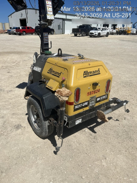 Allmand NLV3GR (4) LED Light Fixture 350W, 23' Vertical Mast, 3kW Prime, Towable, Deep Sea L401, Leveling Jacks, Yanmar T4F 5.8hp