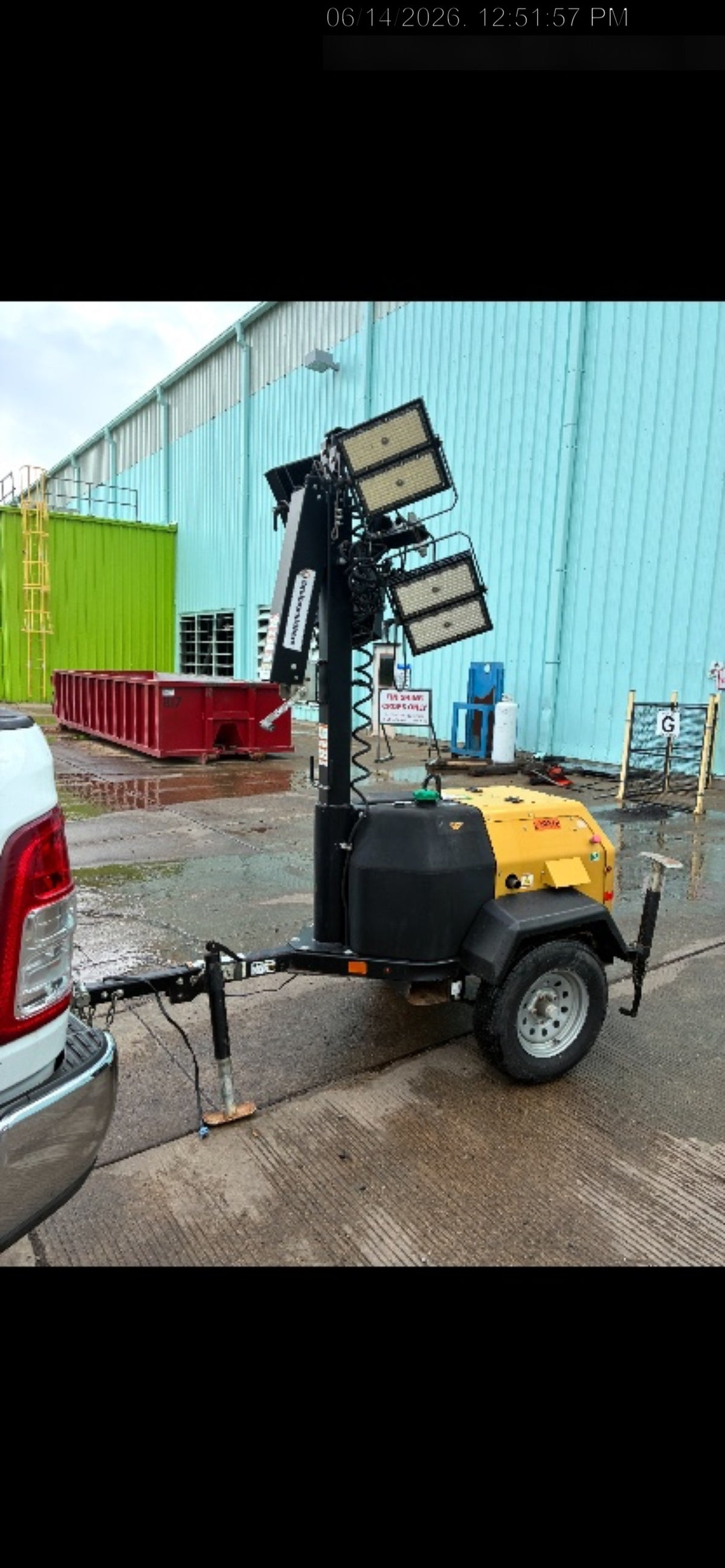 2022 Allmand NLV3GR (4) LED Light Fixture 350W, 23' Vertical Mast, 3kW Prime, Towable, Deep Sea L401, Leveling Jacks, Yanmar T4F 5.8hp