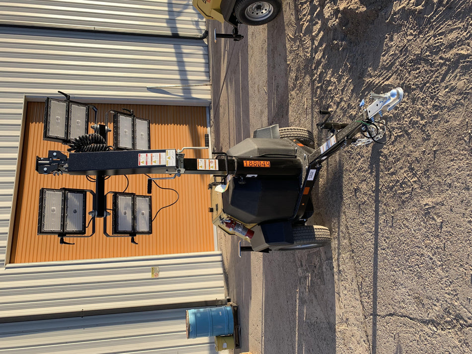 Allmand NLV3GR (4) LED Light Fixture 350W, 23' Vertical Mast, 3kW Prime, Towable, Deep Sea L401, Leveling Jacks, Yanmar T4F 5.8hp