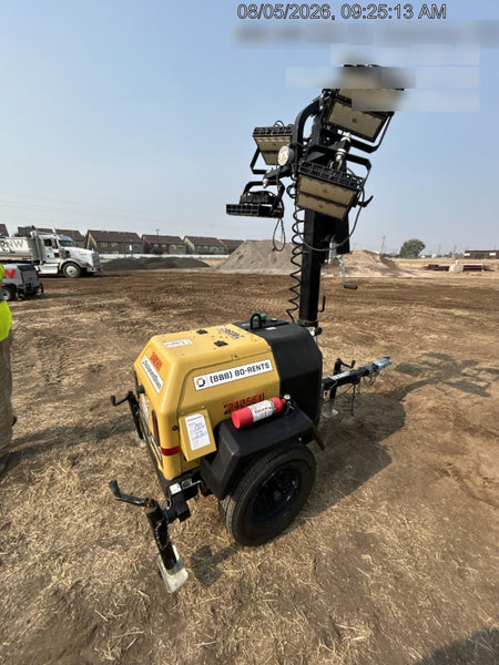 2022 Allmand NLV3GR (4) LED Light Fixture 350W, 23' Vertical Mast, 3kW Prime, Towable, Deep Sea L401, Leveling Jacks, Yanmar T4F 5.8hp