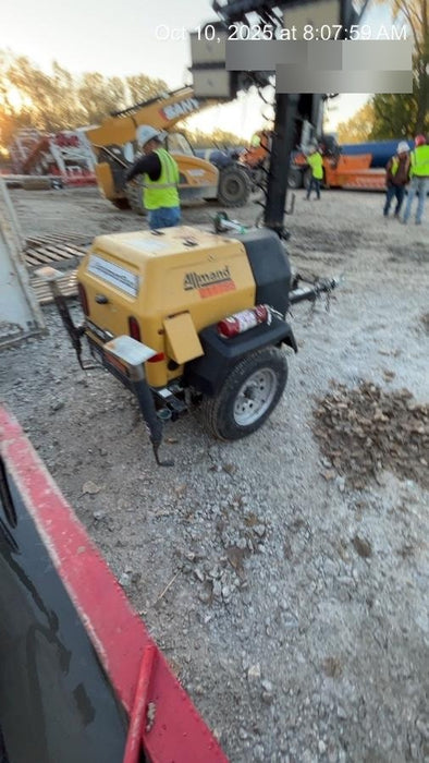 2022 Allmand NLV3GR (4) LED Light Fixture 350W, 23' Vertical Mast, 3kW Prime, Towable, Deep Sea L401, Leveling Jacks, Yanmar T4F 5.8hp