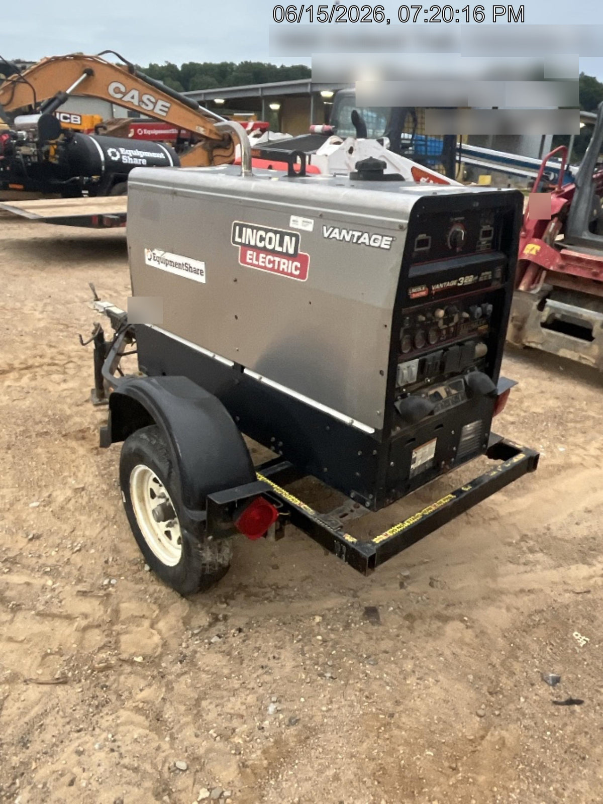 2019 Lincoln Electric Vantage 322 Welder Ready-Pak 3, Two wheel trailer, Fender and Light kit, Cable Rack
