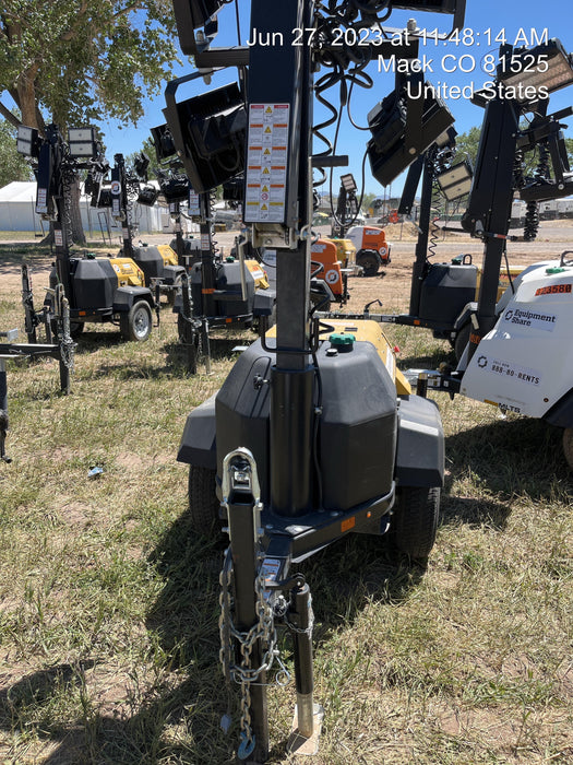 2022 Allmand NLV3GR (4) LED Light Fixture 350W, 23' Vertical Mast, 3kW Prime, Towable, Deep Sea L401, Leveling Jacks, Yanmar T4F 5.8hp