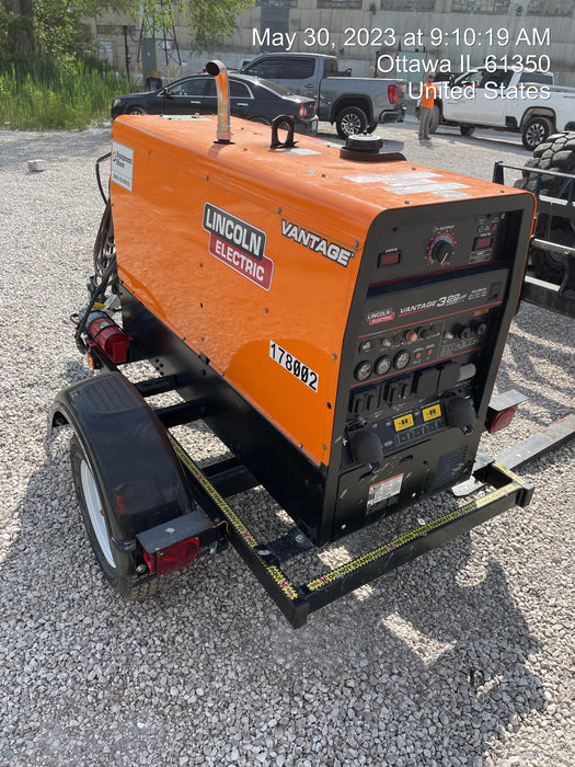 2021 Lincoln Electric Vantage 322 Vantage 322 Ready Pak 3 w/ Decals, ORANGE (includes trailer, cable rack, fender light kit) NO Telematics