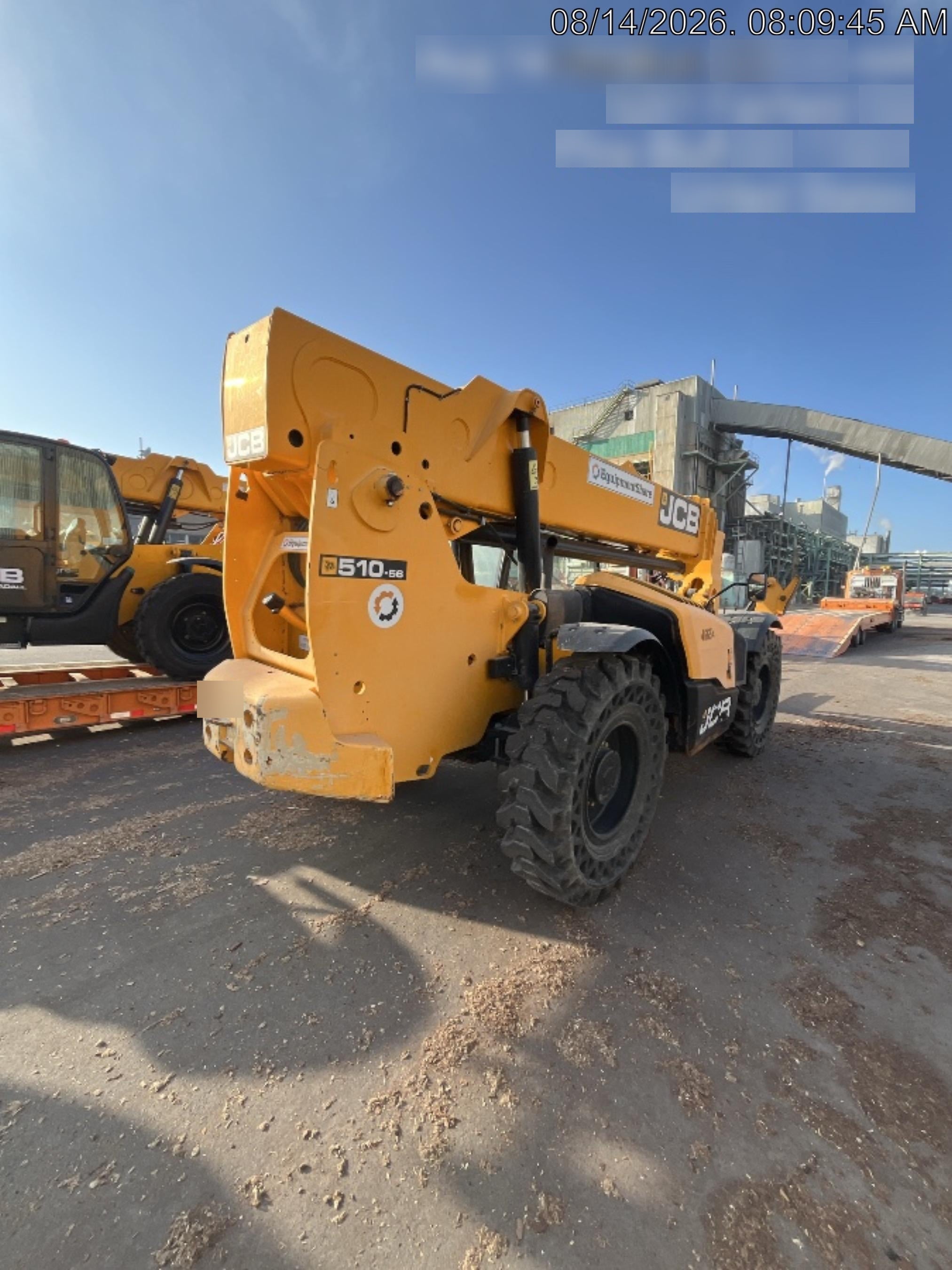 2019 JCB 510-56 Canopy, 74 HP, Solid Tires, STD Worklight, Beacon, Aux Hydraulics, Lifting Eye, Back up Alarm w/66" Carriage/60" Forks