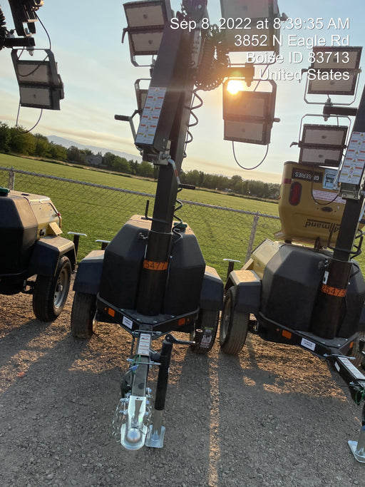 2022 Allmand NLV3GR (4) LED Light Fixture 350W, 23' Vertical Mast, 3kW Prime, Towable, ES Decals, T3