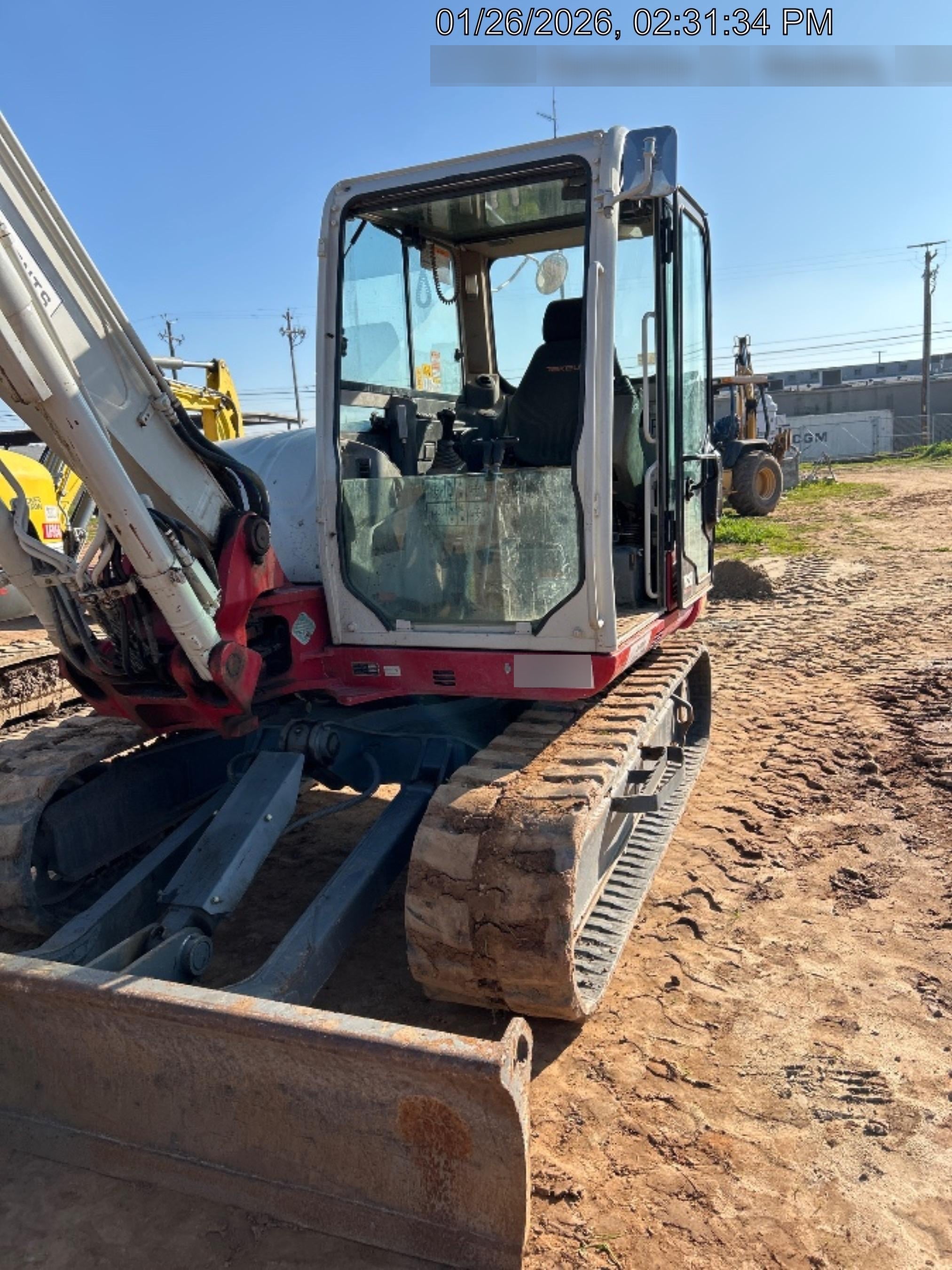 2019 Takeuchi TB290 Cab/Heat/AC Rubber tracks, Dozer blade, Travel alarm, Auxiliary hydraulics Manual QC, Hydraulic thumb, 18", 24", and 36" Buckets