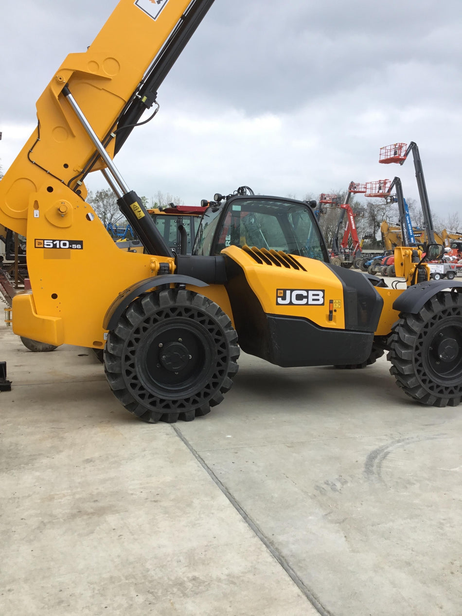2019 JCB 510-56 JCB 510-56 Telehandler 74 HP w/CAB/HVAC, Beacon, Worklights, Aux Hydraulics, Solid Tires, 72" Carriage/Forks