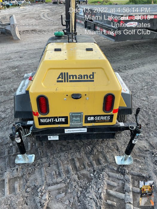 2022 Allmand NLV3GR (4) LED Light Fixture 350W, 23' Vertical Mast, 3kW Prime, Towable, ES Decals, T3