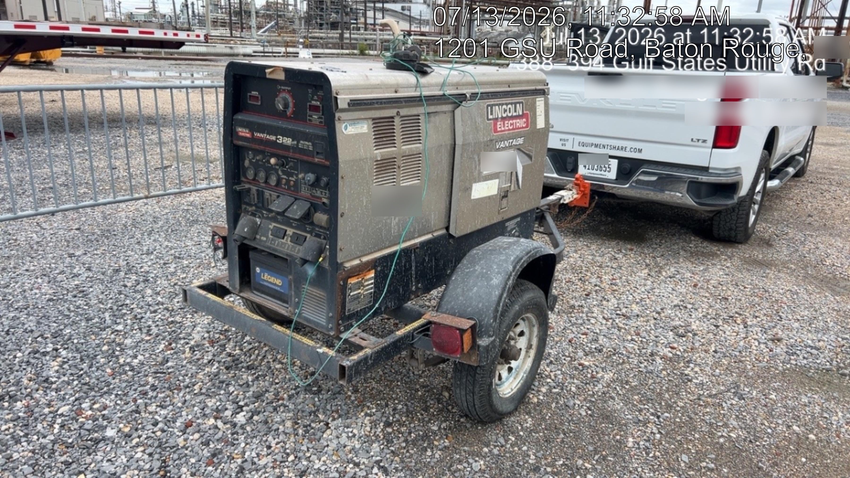 2019 Lincoln Electric Vantage 322 Welder Ready-Pak 3, Two wheel trailer, Fender and Light kit, Cable Rack