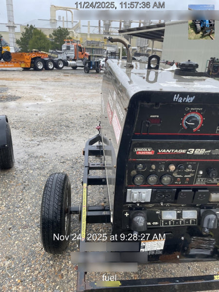 2019 Lincoln Electric Vantage 322 Welder Ready-Pak 3, Two wheel trailer, Fender and Light kit, Cable Rack