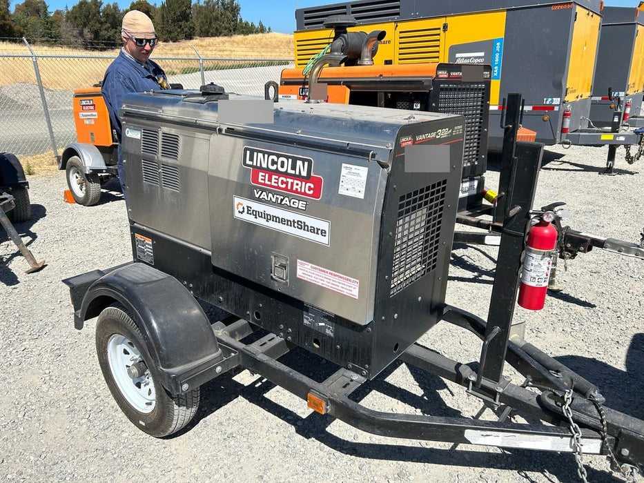 2019 Lincoln Electric Vantage 322 Welder Ready-Pak 3, Two wheel trailer, Fender and Light kit, Cable Rack