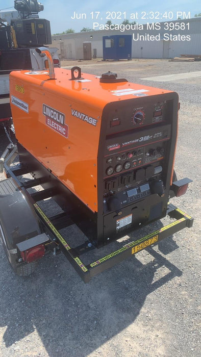 2021 Lincoln Electric Vantage 322 Vantage 322 Ready Pak 3 w/ Telematics & Decals, ORANGE (includes trailer, cable rack, fender light kit)