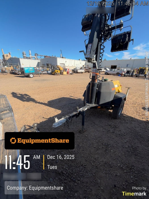 Allmand NLV3GR (4) LED Light Fixture 350W, 23' Vertical Mast, 3kW Prime, Towable, Deep Sea L401, Leveling Jacks, Yanmar T4F 5.8hp