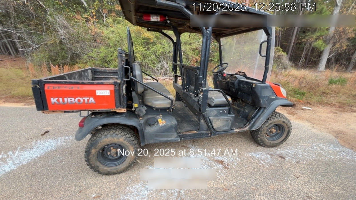 Kubota RTV-X1140W-H 4WD utility cart -LED strobe -Windshield tempered glass -Plastic canopy -Wire harness kit -Backup alarm