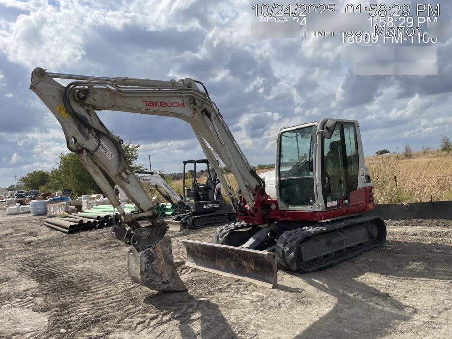 2019 Takeuchi TB290 Cab/Heat/AC Rubber tracks, Dozer blade, Travel alarm, Auxiliary hydraulics Manual QC, Hydraulic thumb, 18", 24", and 36" Buckets
